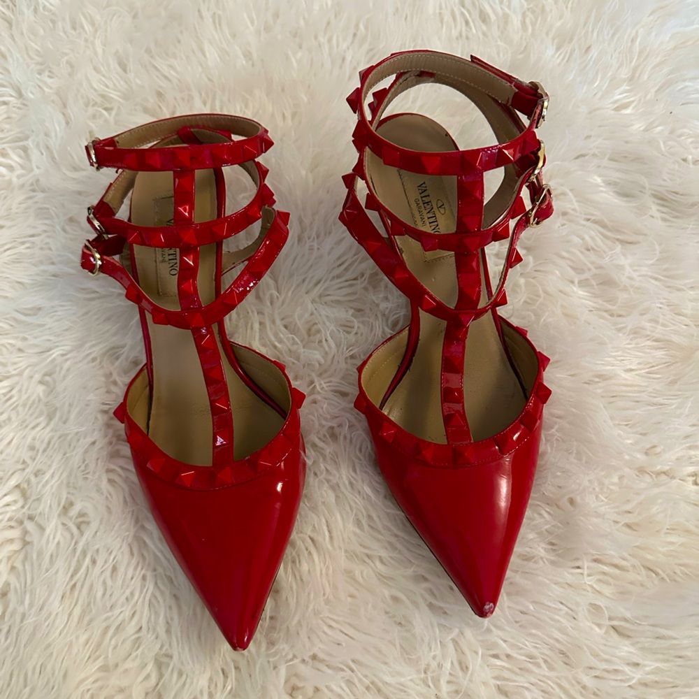 Valentino Rockstud Accents Patent Leather Pumps